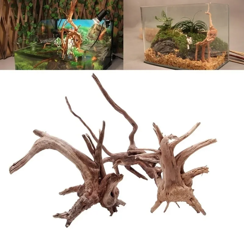 Aquarium Fish Hideout - 水族館、魚のタンク、爬虫類の根の植物、木の装飾、装飾アクセサリーのための自然な木のトランクの流木