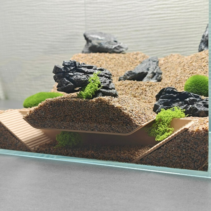 Aquarium Fish Hideout - 水族館の隠れ家シェルター、魚エビカニの繁殖孵化用の地下洞窟段付きトンネル、水槽の装飾