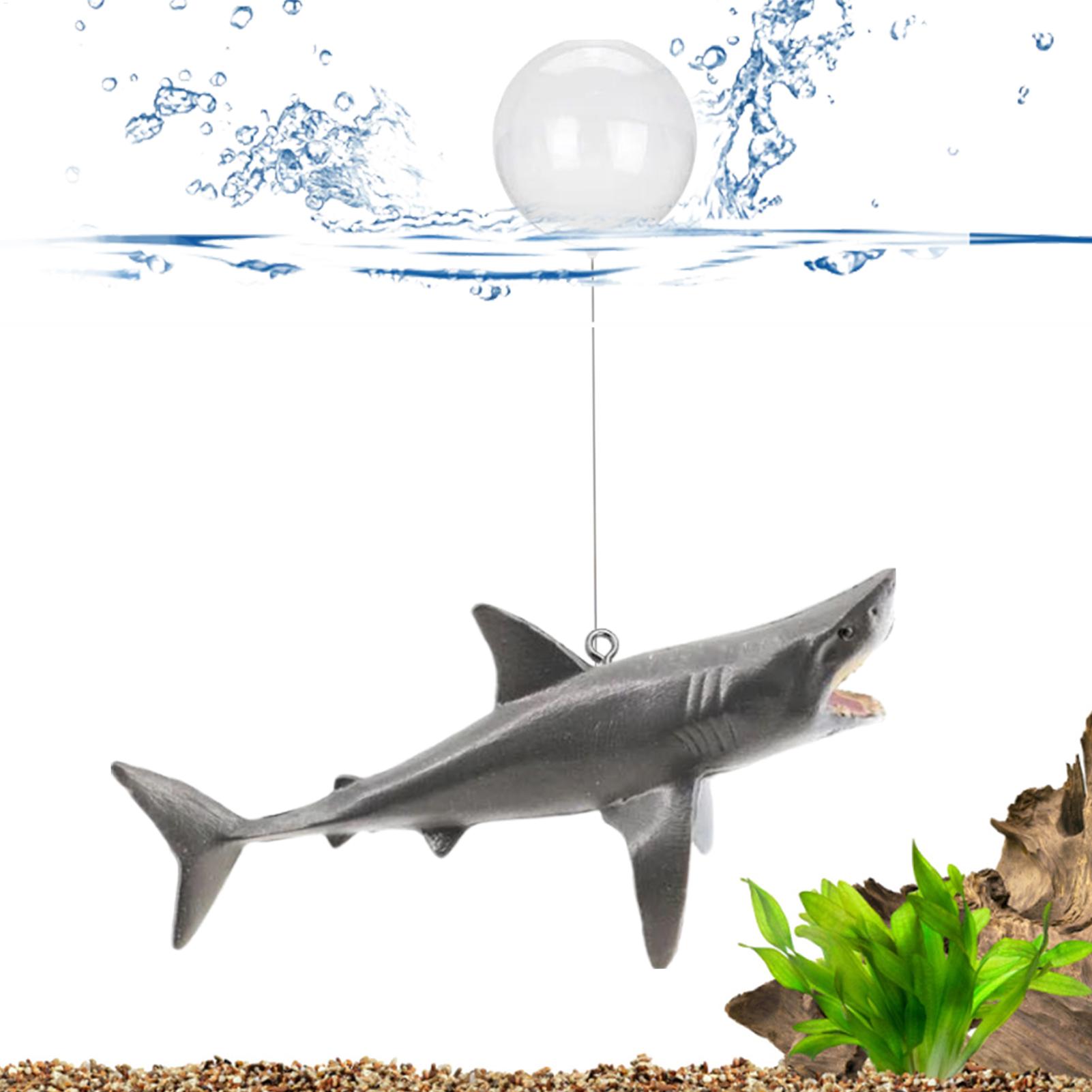 Aquarium Fish Shark - フローティングシャーク水槽風景装飾、調整可能な位置のフローティング人工水槽魚飾り装飾付き