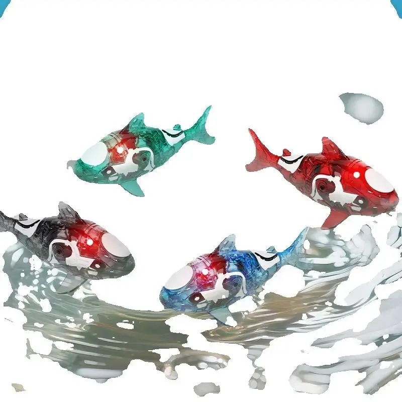Aquarium Fish Shark - 電動ペットシャークおもちゃ、感覚刺激ライトアップ魚型水遊びペット、リアルな魚のおもちゃ（子供向け）、インタラクティブな水槽ギフト