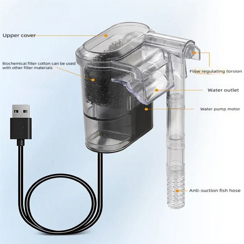 水槽用小型吊り下げ式USBフィルター 2.5W 250H/L - Cleaner Fish Aquarium のレビューと価格