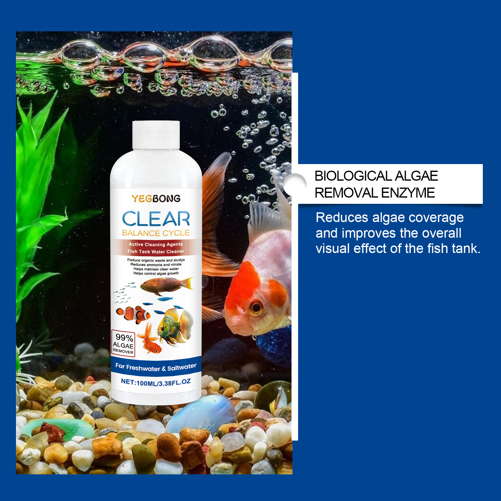 水族館の水精製器 100 ミリリットル淡水海水水槽クリーナー - Cleaner Fish Aquarium のレビューと価格
