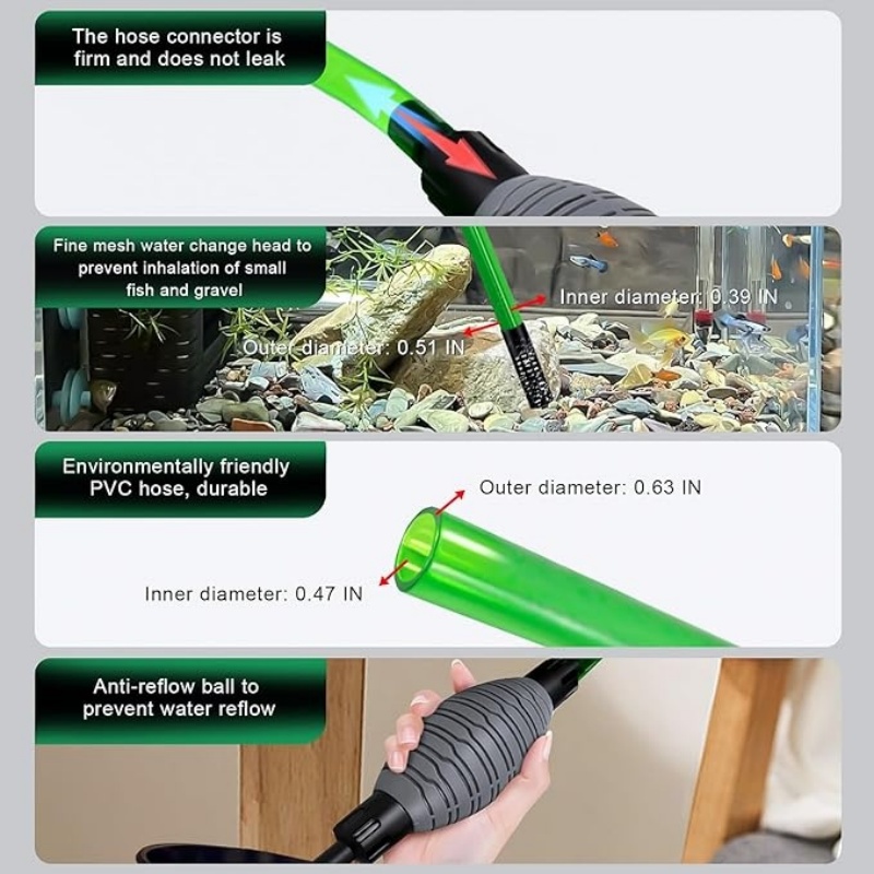 水槽水交換、真空サイフォン式水交換ポンプ、砂ろ過器付き水槽水 - Cleaner Fish Aquarium のレビューと価格