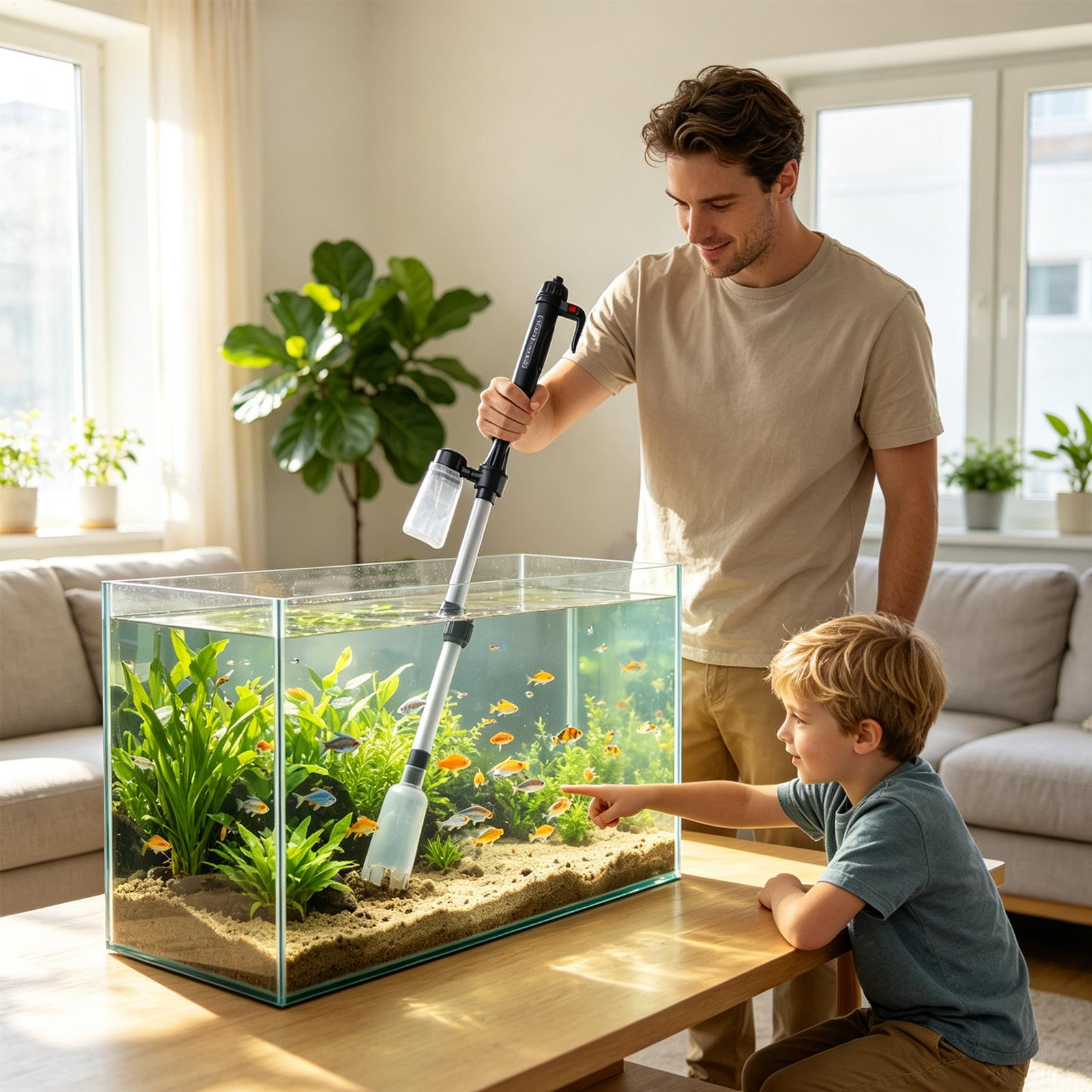 水槽用真空砂利クリーナー、調整可能な伸縮式USBポータブル水 - Cleaner Fish Aquarium のレビューと価格