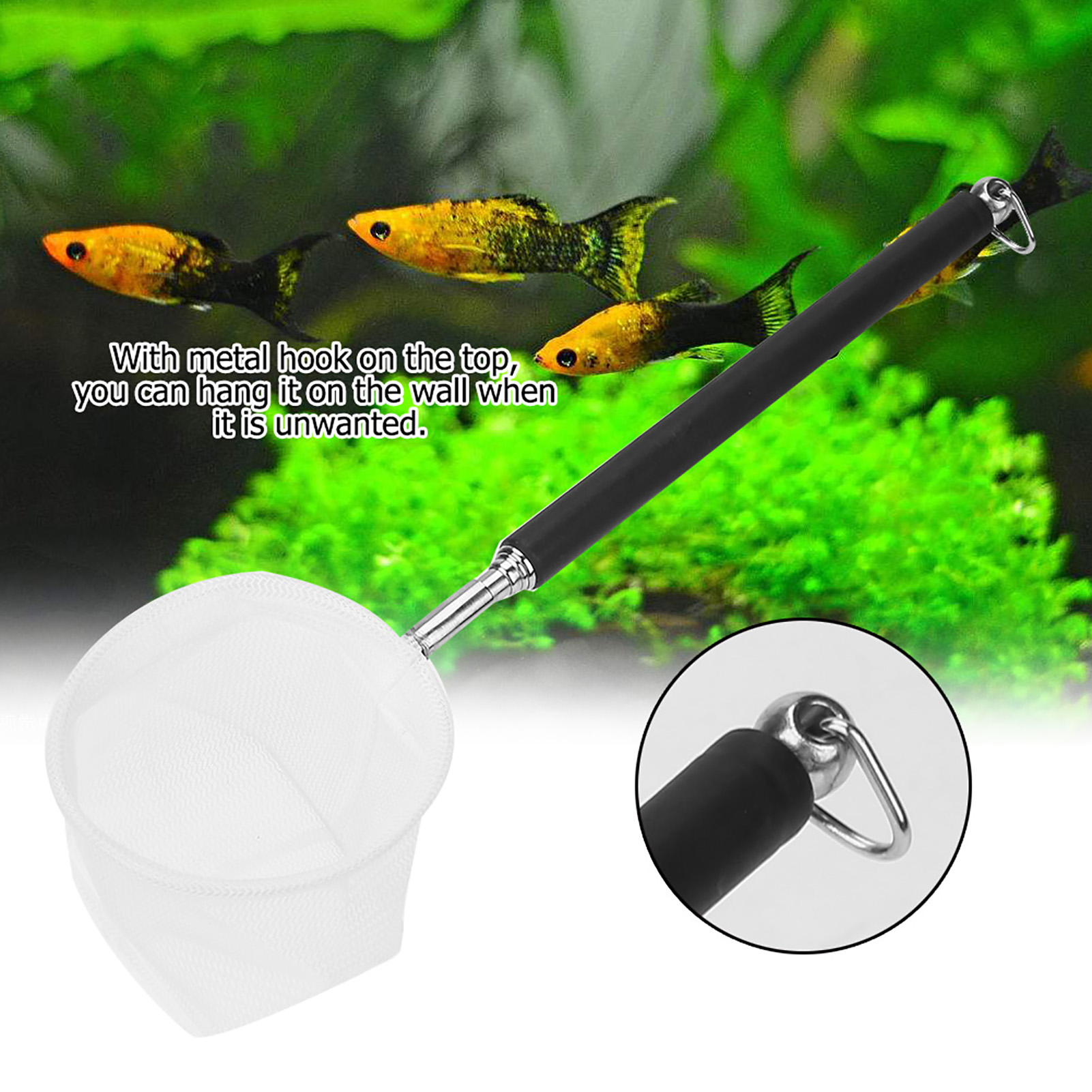 調整可能な水槽用漁網 20-57.5cm 伸縮式ハンドル付き - Aquarium Fish Net のレビューと価格