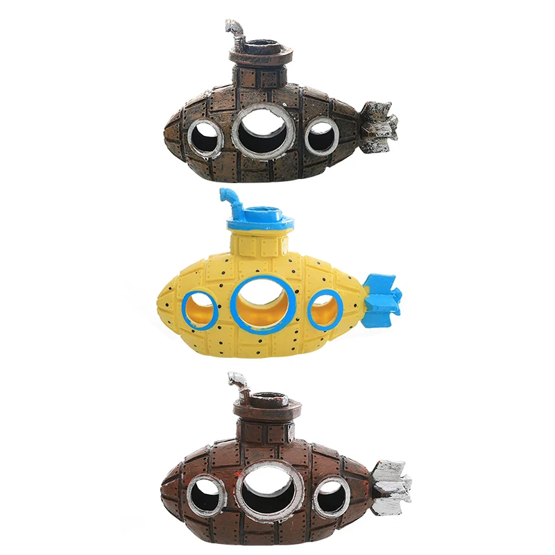 1個入り、クリエイティブな水槽装飾品、PVC樹脂製、潜水艦型 - Aquarium Fish Yellow のレビューと価格