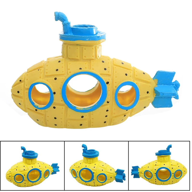 1個入り、クリエイティブな水槽装飾品、PVC樹脂製、潜水艦型 - Aquarium Fish Yellow のレビューと価格