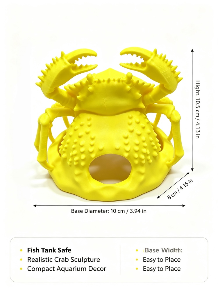 カニ型の水槽装飾品で、水生植物用です。黄色い模造カニの像は、 - Aquarium Fish Yellow のレビューと価格