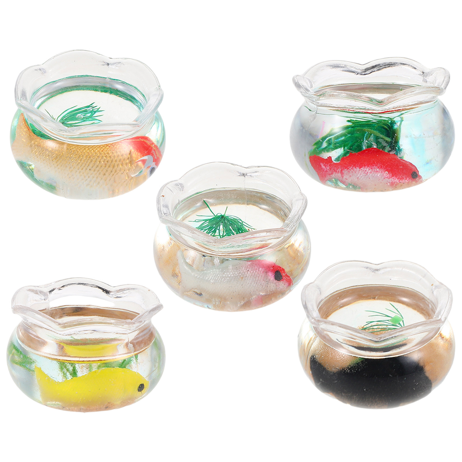 5個入り ミニ魚鉢 小さな丸型金魚水槽 模擬水草 リアルなミ - Aquarium Mini Fish のレビューと価格