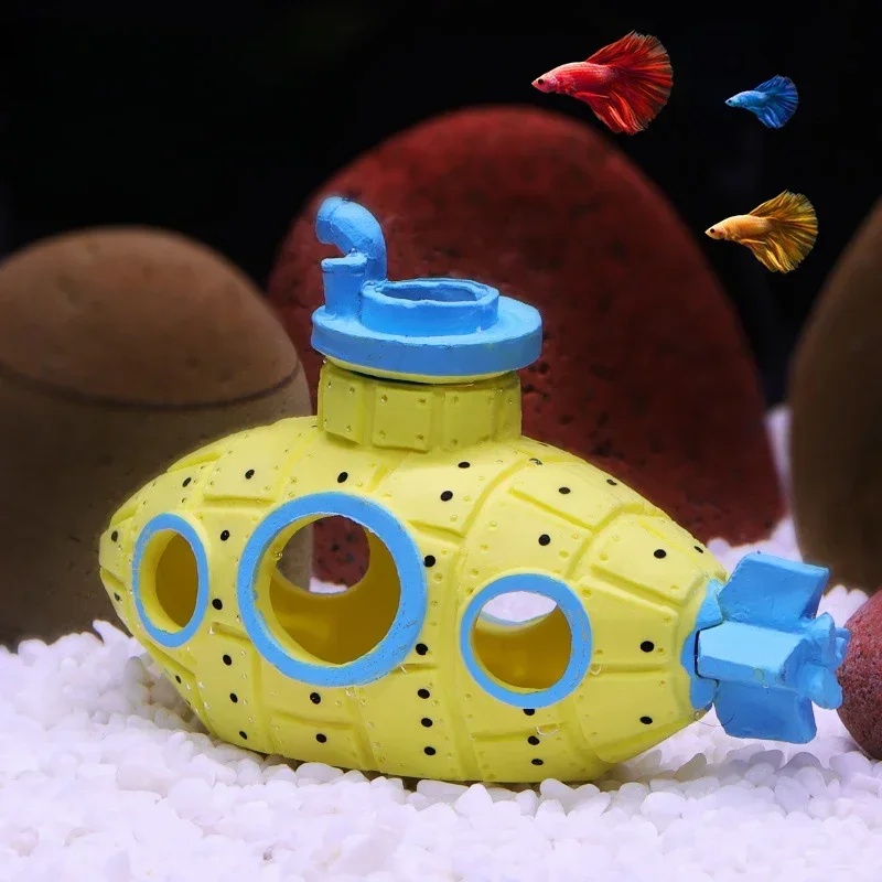 樹脂製潜水艦型オーナメント、水槽飾り、魚やエビの隠れ家、洞窟 - Aquarium Fish Hideout のレビューと価格