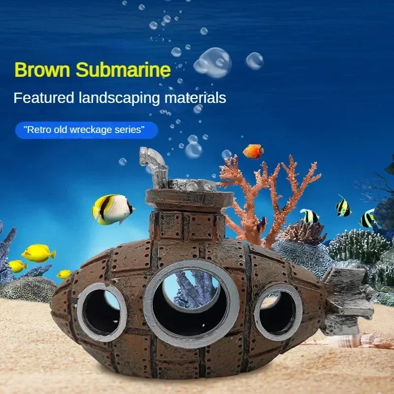 樹脂製潜水艦型オーナメント、水槽飾り、魚やエビの隠れ家、洞窟 - Aquarium Fish Hideout のレビューと価格